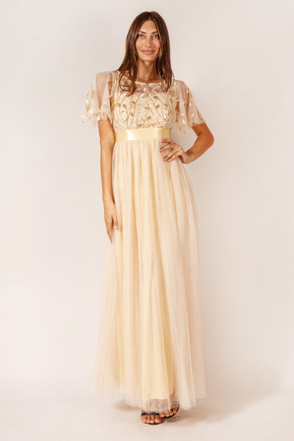 OliviaBridesmaidDressChampagneALineSequin2 Olivia Champagne Gold Bridesmaid Dress by Dressology - OliviaBridesmaidDressChampagneALineSequin2
