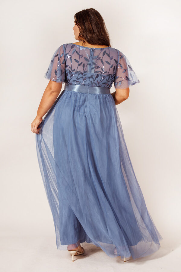 OliviaBridesmaidDressDustyBlueALineSequinCurvy4 Olivia Dusty Blue Bridesmaid Dress by Dressology