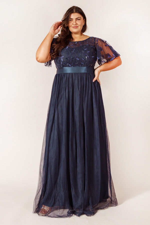 OliviaBridesmaidDressNavyALineSequincurvy2 Olivia Navy Bridesmaid Dress by Dressology