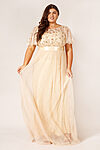 Olivia Champagne Gold Bridesmaid Dress by Dressology - OliviaCurvyBridesmaidDressChampagneALineSequin5