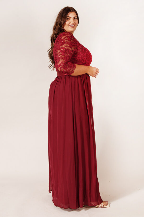 ZoeyLongSleeveBridesmaidDressBurgundyRedPlusSize3 Zoey Burgundy Bridesmaid Dress by Dressology - ZoeyLongSleeveBridesmaidDressBurgundyRedPlusSize3
