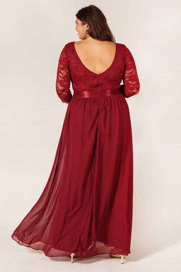 ZoeyLongSleeveBridesmaidDressBurgundyRedPlusSize4 Zoey Burgundy Bridesmaid Dress by Dressology - ZoeyLongSleeveBridesmaidDressBurgundyRedPlusSize4