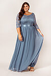 Zoey Dusty Blue Bridesmaid Dress by Dressology - ZoeyLongSleeveBridesmaidDressDustyBluePlusSize