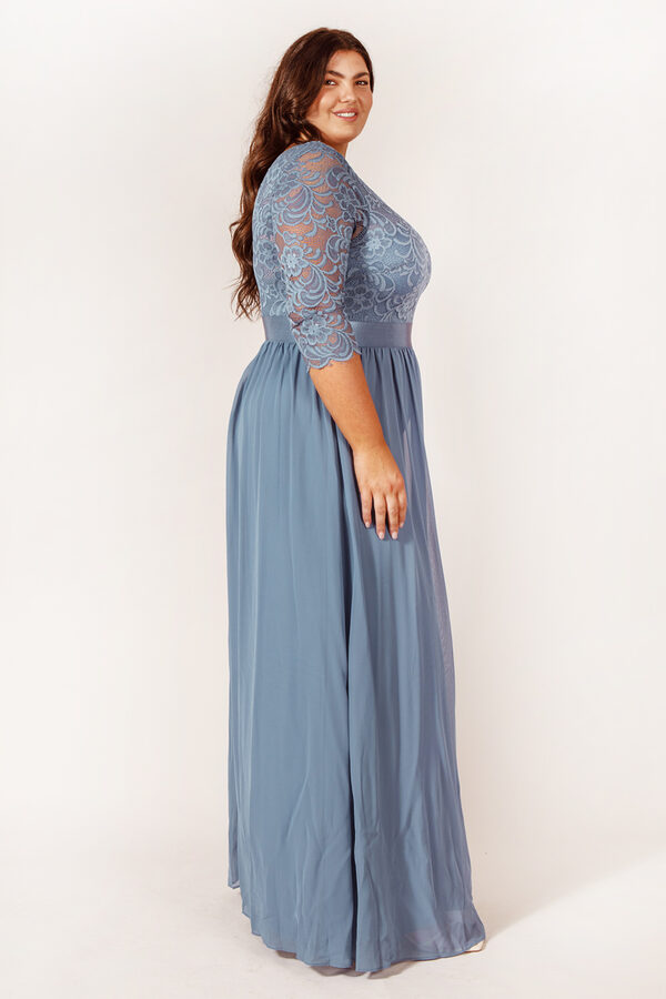 ZoeyLongSleeveBridesmaidDressDustyBluePlusSize3 Zoey Dusty Blue Bridesmaid Dress by Dressology - ZoeyLongSleeveBridesmaidDressDustyBluePlusSize3