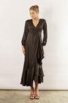 Blakely Long Sleeve Satin Boho Bridesmaid Dress by Talia Sarah in Black Australian Under 300 Curvy Plus Size