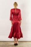 Blakely Long Sleeve Satin Boho Bridesmaid Dress by Talia Sarah in Burgundy Red Australian Under 300 Curvy Plus Size