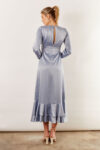 Blakely Long Sleeve Satin Boho Bridesmaid Dress by Talia Sarah in Dusty Blue Australian Under 300 Curvy Plus Size