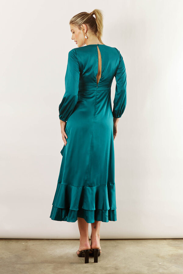 Blakely Long Sleeve Satin Bridesmaid Dress by Talia Sarah in Emerald Green4 Blakely Long Sleeve Satin Boho Bridesmaid Dress by Talia Sarah in Emerald Australian Under 300 Curvy Plus Size