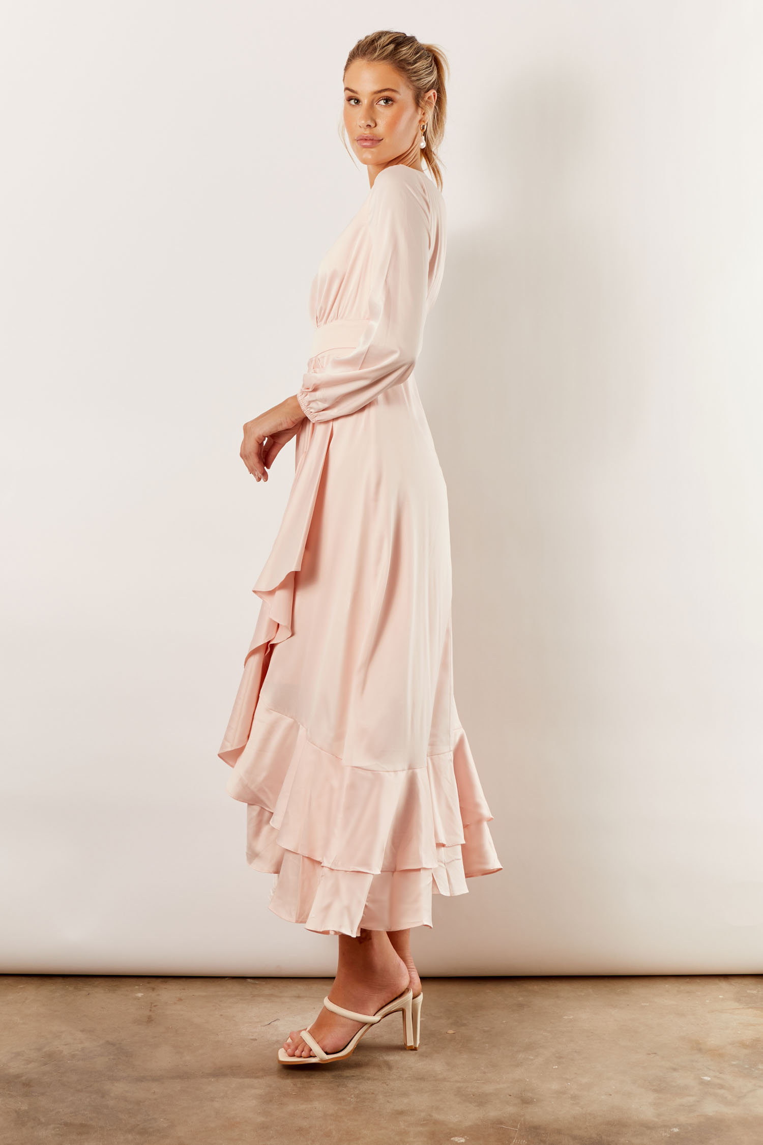 Long Sleeve Bridesmaid Dress Nude Pink 