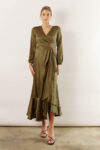 Blakely Long Sleeve Satin Boho Bridesmaid Dress by Talia Sarah in Olive Australian Under 300 Curvy Plus Size