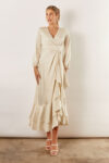 Blakely Long Sleeve Satin Boho Bridesmaid Dress by Talia Sarah in Sage Green Australian Under 300 Curvy Plus Size