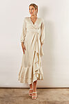Blakely Long Sleeve Satin Boho Bridesmaid Dress by Talia Sarah in Sage Green Australian Under 300 Curvy Plus Size
