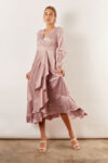 Blakely Long Sleeve Satin Boho Bridesmaid Dress by Talia Sarah in Blush Pink Australian Under 300 Curvy Plus Size