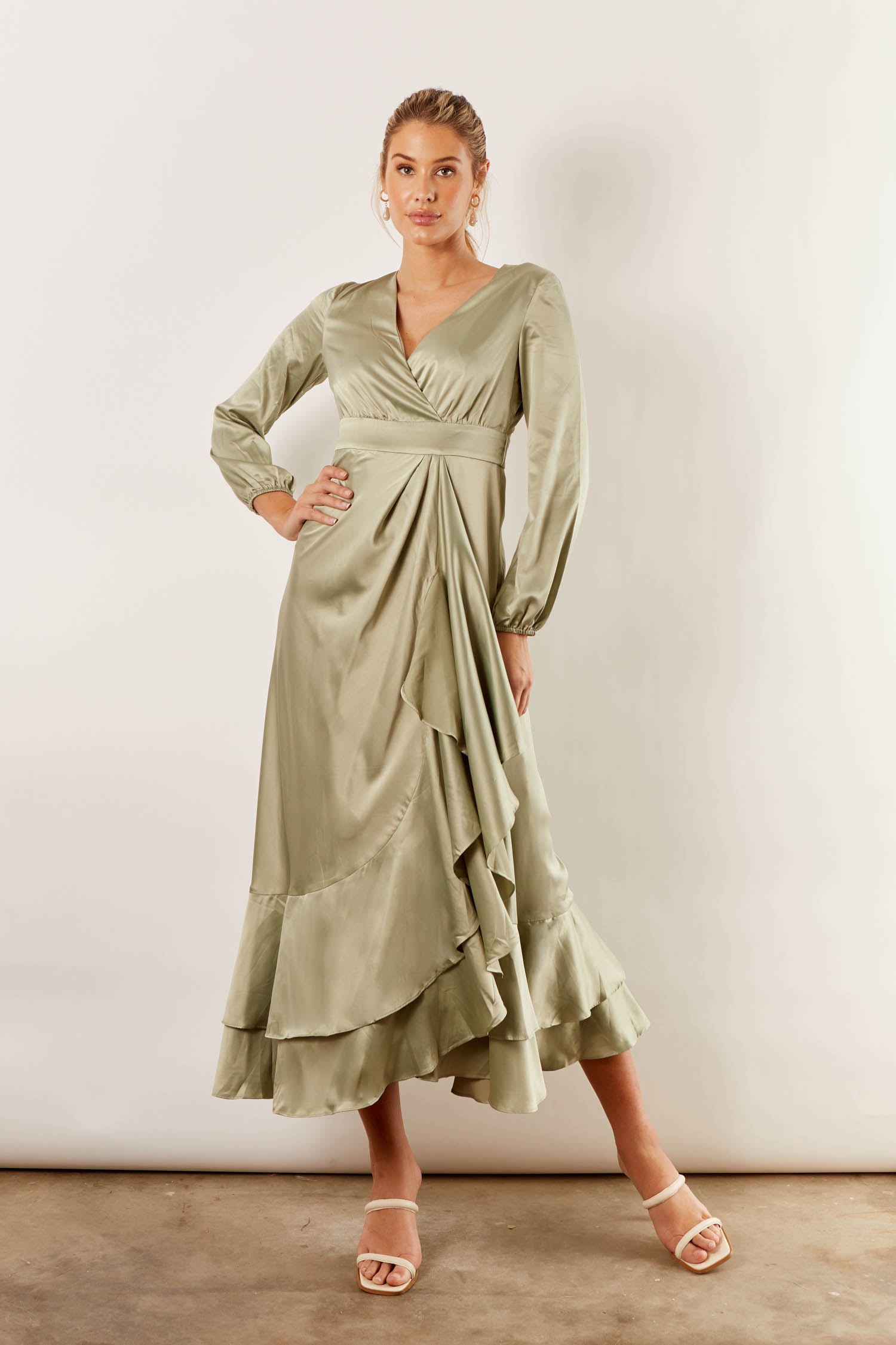 Long Sleeve Bridesmaid Dress Sage Green ...