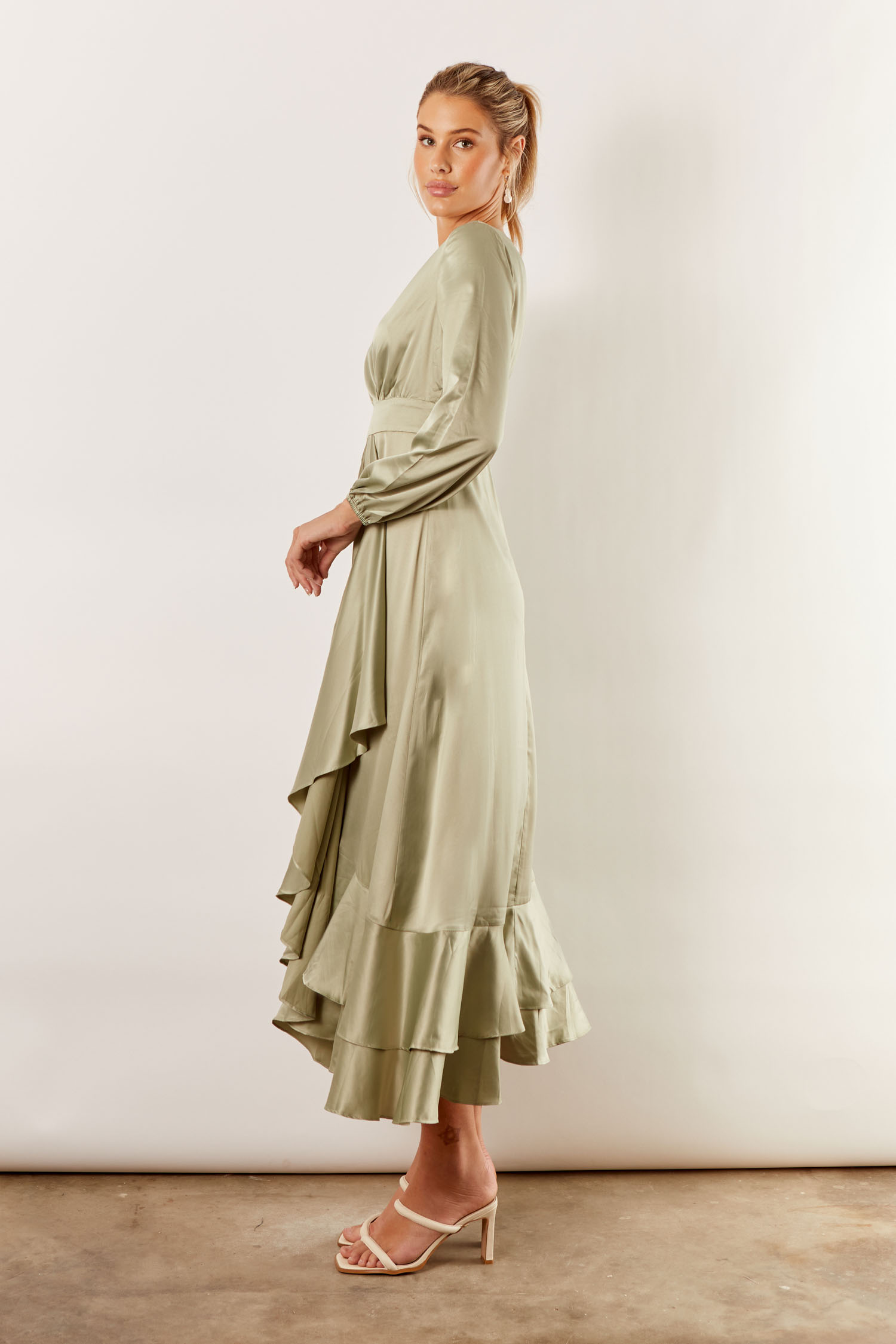 Long Sleeve Bridesmaid Dress Sage Green 