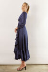 Blakely Long Sleeve Satin Boho Bridesmaid Dress by Talia Sarah in Sapphire Navy Blue Australian Under 300 Curvy Plus Size