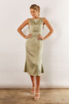 Harlow Cowl Satin Bridesmaid Dress by Talia Sarah in Light Sage Green Australian Under 300