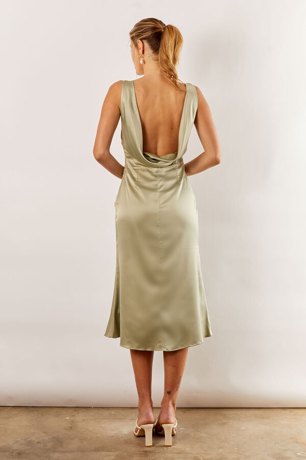 Harlow Cowl Satin Bridesmaid Dress by Talia Sarah in Sage Green4 Harlow Cowl Satin Bridesmaid Dress by Talia Sarah in Light Sage Green Australian Under 300
