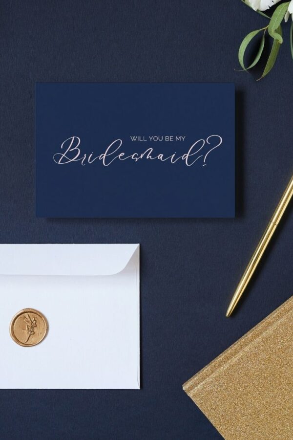 Will You Be My Bridesmaid Card in Navy Blue