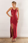 Blair Satin Slip Bridesmaid Dress by Talia Sarah in Burgundy Red Australian Under 300 Curvy Plus Size