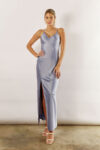 Blair Satin Slip Bridesmaid Dress by Talia Sarah in Dusty Blue Australian Under 300 Curvy Plus Size