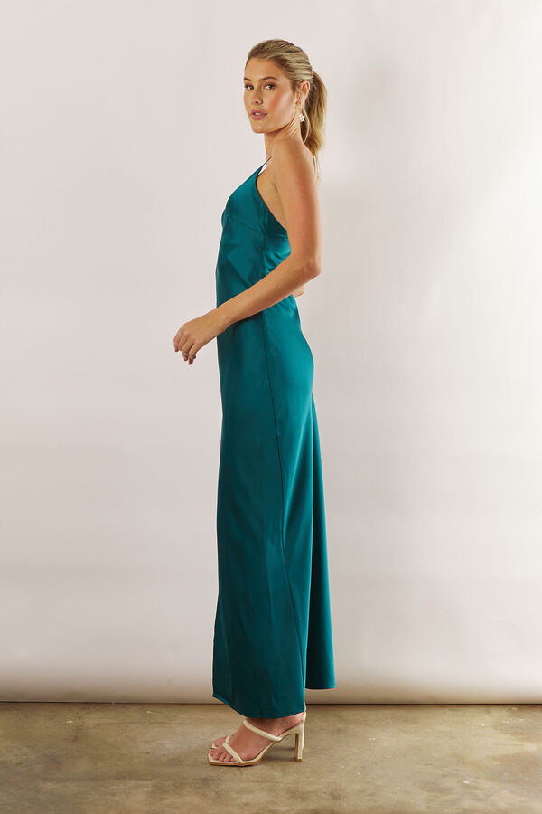 BlairSatinSlipBridesmaidDressEmeraldGreen3 Blair Satin Slip Bridesmaid Dress by Talia Sarah in Emerald Green Australian Under 300 Curvy Plus Size