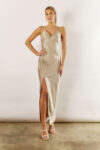 Blair Satin Slip Bridesmaid Dress by Talia Sarah in Latte Gold Australian Under 300 Curvy Plus Size