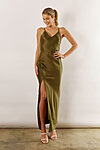 Blair Satin Slip Bridesmaid Dress by Talia Sarah in Olive Green Australian Under 300 Curvy Plus Size