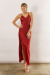 Blair Satin Slip Bridesmaid Dress by Talia Sarah in Rust Red Burnt Orange Australian Under 300 Curvy Plus Size