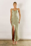 Blair Satin Slip Bridesmaid Dress by Talia Sarah in Sage Green Australian Under 300 Curvy Plus Size