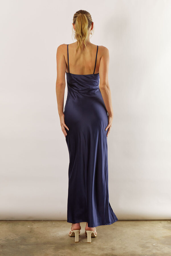 BlairSatinSlipBridesmaidDressSapphireBlue4 Blair Satin Slip Bridesmaid Dress by Talia Sarah in Navy Sapphire Blue Australian Under 300 Curvy Plus Size