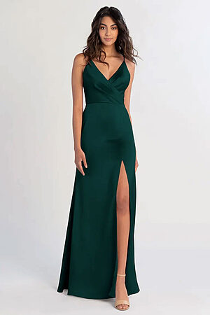 Beckett Satin Bridesmaid Dress by Jenny Yoo - Emerald Green
