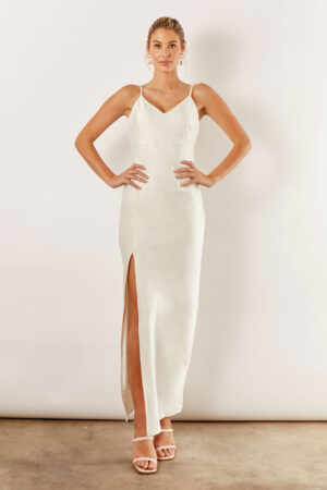 Blair Satin Slip Bridesmaid Dress by Talia Sarah in Ivory White Australian Under 200 Curvy Plus Size