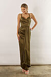 Maya Satin Spaghetti Strap Bridesmaid Dress by Talia Sarah in Olive Green Australian Under 300 Curvy Plus Size