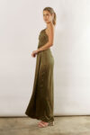 Maya Satin Spaghetti Strap Bridesmaid Dress by Talia Sarah in Olive Green Australian Under 300 Curvy Plus Size