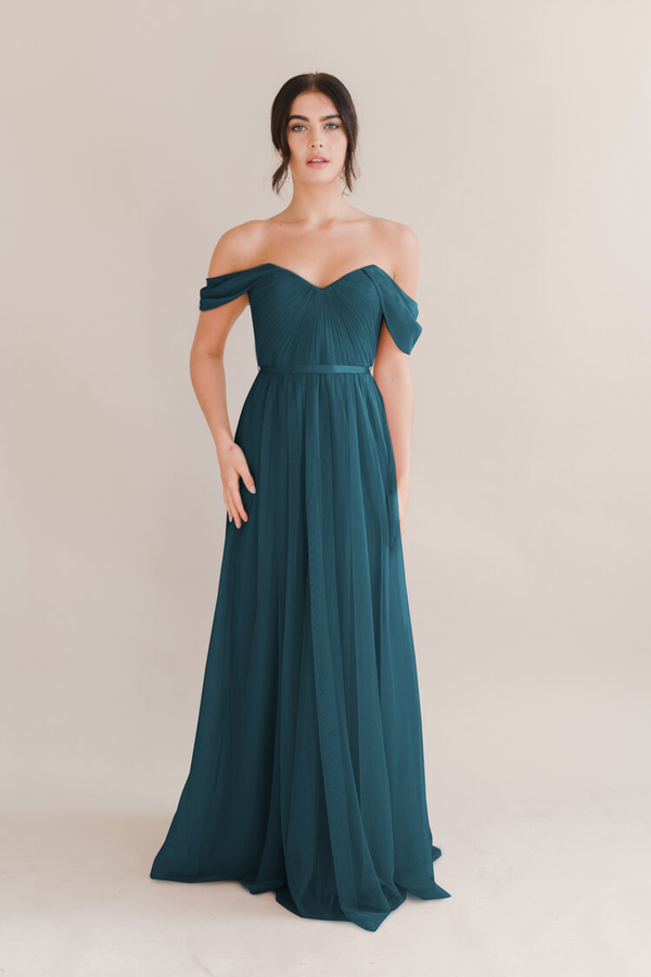 bardot bridesmaid dress Bardot Bridesmaid Dress in Dusty Eucalyptus Tulle TH&TH