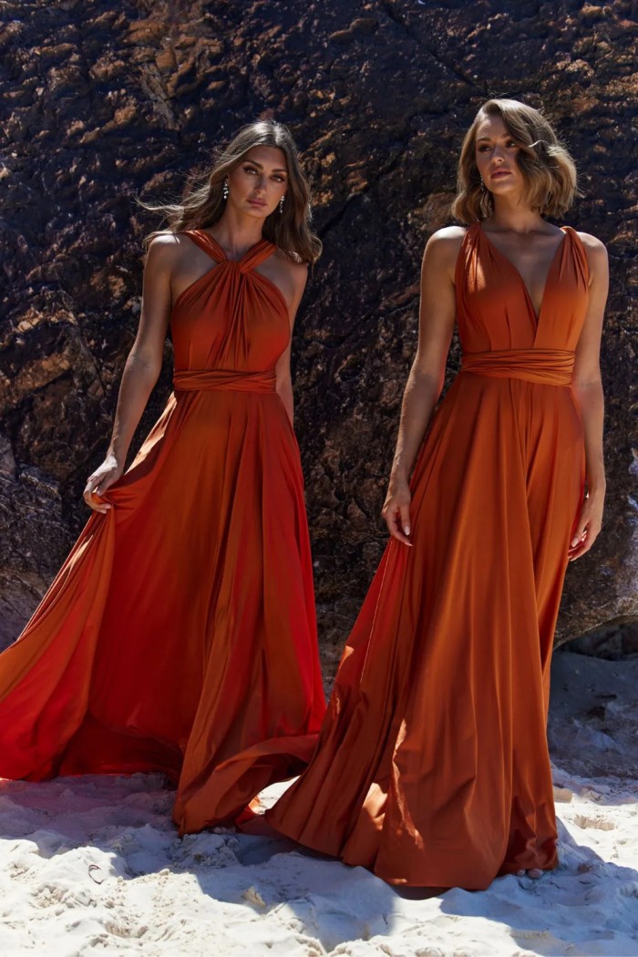 Burnt orange satin bridesmaid dresses | Orange bridesmaid dresses, Cheap  long bridesmaid dresses, Satin bridesmaid dresses