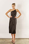 Indie satin asymmetrical satin dress by Talia Sarah in Black