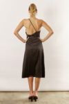 Indie satin asymmetrical satin dress by Talia Sarah in Black