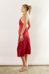 Indie satin asymmetrical satin dress by Talia Sarah in Burgundy Red