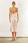 Indie satin asymmetrical satin dress by Talia Sarah in nude pink