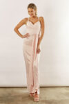 Maya Satin Spaghetti Strap Bridesmaid Dress by Talia Sarah in Nude Light Pink