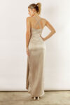 Maya Satin Spaghetti Strap Bridesmaid Dress by Talia Sarah in oyster gold