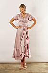 Harper Short Sleeve Satin Boho Blush Bridesmaids Dress