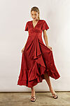 Harper Short Sleeve Satin Boho Rust Orange Bridesmaids Dress