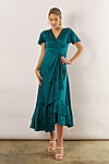 Harper Short Sleeve Satin Boho Emerald Green Bridesmaids Dress