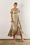 Harper Short Sleeve Satin Boho Gold Bridesmaids Dress