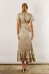 Harper Short Sleeve Satin Boho Gold Bridesmaids Dress