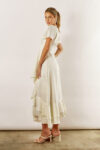 Harper Short Sleeve Satin Boho Ivory Bridesmaids Dress