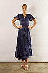 Harper Short Sleeve Satin Boho Navy Bridesmaids Dress